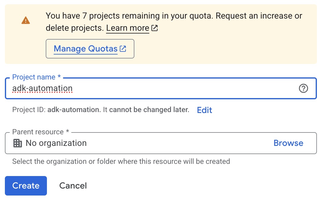 Create a Project on GCP