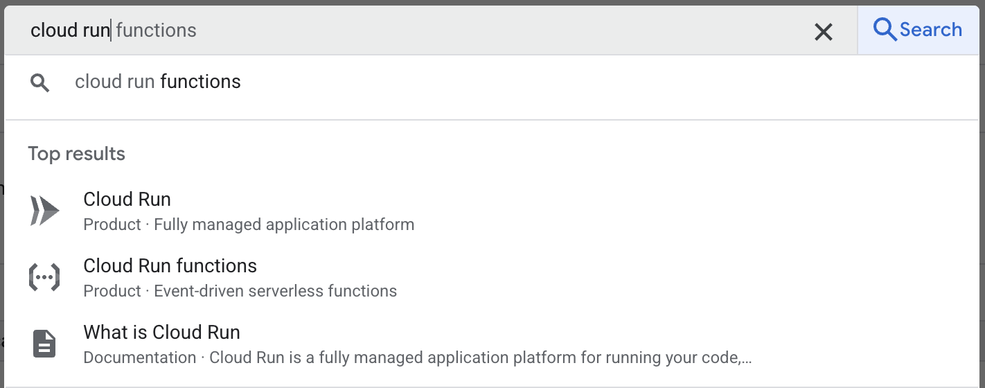 Search the Cloud Run